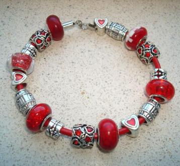 Leren armband met bedels - maat naar wens PSL001 beschikbaar voor biedingen