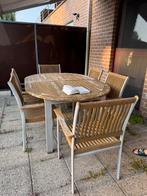 Teak Tuinset - Tafel en 6 stoelen, Tuin en Terras, Ophalen, Gebruikt, 6 zitplaatsen, Teakhout