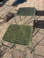 Rieten & metalen bijzettafeltjes, Huis en Inrichting, Tafels | Bijzettafels, Ophalen, Gebruikt