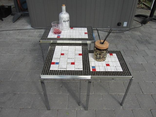 Vintage bijzettafel set - salontafels, Antiek en Kunst, Curiosa en Brocante, Ophalen