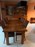 Tafel uit teak met 6 rieten stoelen, Huis en Inrichting, Ophalen, Zo goed als nieuw