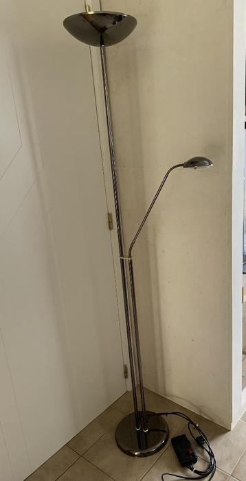 vloerlamp met dimmer en leeslamp bronskleurig beschikbaar voor biedingen