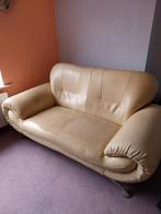 Fauteuil 2 personnes beige en cuir, Gebruikt, Leer, Ophalen of Verzenden