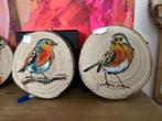 Peindre des oiseaux sur des disques d'arbres, Antiquités & Art, Art | Peinture | Moderne, Enlèvement ou Envoi