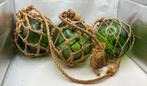 x3 Vintage glazen hout in groen, 13cm, Verzamelen, Ophalen of Verzenden, Gebruikt