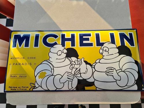 Plaque émaillée Michelin Paradis 80 cm x 30 cm bombée, Verzamelen, Merken en Reclamevoorwerpen, Ophalen of Verzenden