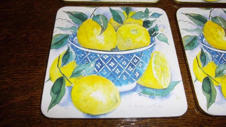 6 Mediterraanse Onderzetters + kurk -Nieuw!, Huis en Inrichting, Woonaccessoires | Onderzetters, Nieuw, Glas of Kopje, Ophalen of Verzenden