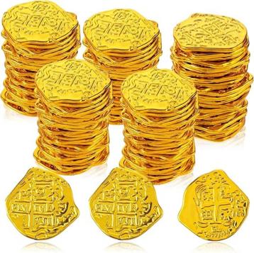  100 stuks gouden plastic munten | Spaanse dubloons beschikbaar voor biedingen