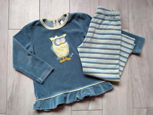 ✿ M104 - Winterpyjama Woody velours thema Uil, Kinderen en Baby's, Kinderkleding | Maat 104, Gebruikt, Meisje, Nacht- of Onderkleding