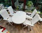 Vintage Tuintafel en 4 armstoelen grosfillex camping visput, Tuin en Terras, Ophalen of Verzenden