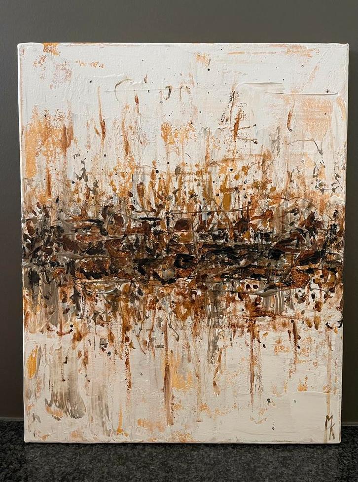 Abstract schilderij met warme kleuren Mk Art, Antiek en Kunst, Kunst | Schilderijen | Abstract, Ophalen of Verzenden