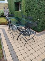 Smeetijzeren tuinset met 6 stoelen, Tuin en Terras, Tuinsets en Loungesets, Ophalen, Zo goed als nieuw, 6 zitplaatsen, Tuinset