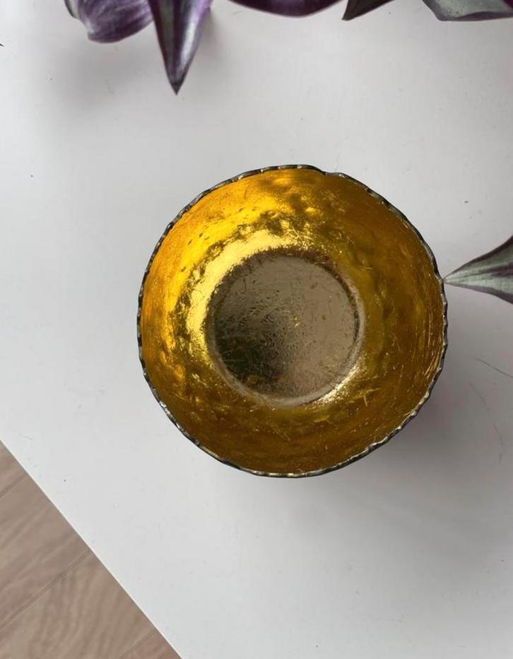 Foglia Moderne Zwart/Goud Decoratieve Kom/Karsenhouder, Huis en Inrichting, Woonaccessoires | Kandelaars en Kaarsen, Nieuw, Minder dan 25 cm