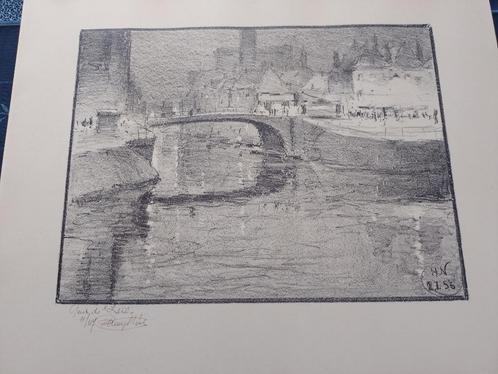 LITHO  HENRI NUYTTENS    GENT  "DE LEIE", Antiquités & Art, Art | Lithographies & Sérigraphies, Enlèvement ou Envoi