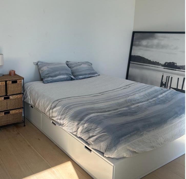 ️ Modern wit bed met opberglades, Huis en Inrichting, Slaapkamer | Bedden, Gebruikt, Tweepersoons, 160 cm, 200 cm, Hout, Wit, Ophalen