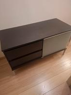 Mooi donkerbruin tv meubel met 2 lades en glazen schuifdeur, Huis en Inrichting, Ophalen, 100 tot 150 cm, Minder dan 100 cm, Modern