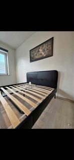 Cadre de lit 140x200 cm – Noir avec lattes, Maison & Meubles, Chambre à coucher | Lits, Enlèvement, Comme neuf, Noir, Bois