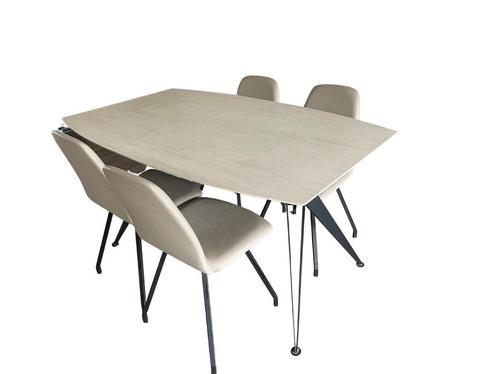 Keramieken tafel + eetstoelen, Maison & Meubles, Tables | Tables à manger, Comme neuf, 50 à 100 cm, 100 à 150 cm, Quatre personnes