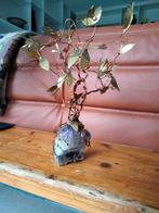 Vintage kunstwerk koper boompje op amethist voet, Ophalen of Verzenden