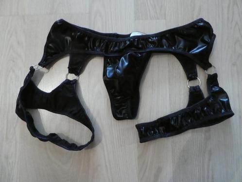 String Wetlook Zwart Heren, Kleding | Heren, Ondergoed, Slip, Zwart, Ophalen of Verzenden