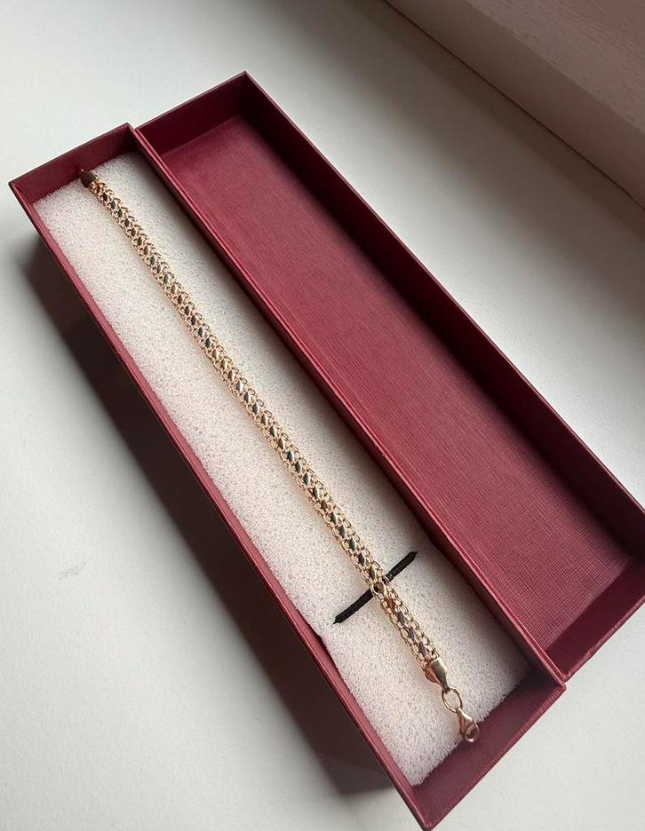 14 Karaat Rosé Gouden Armband met Witgouden Accenten, Handtassen en Accessoires, Armbanden, Nieuw, Goud, Goud, Ophalen of Verzenden