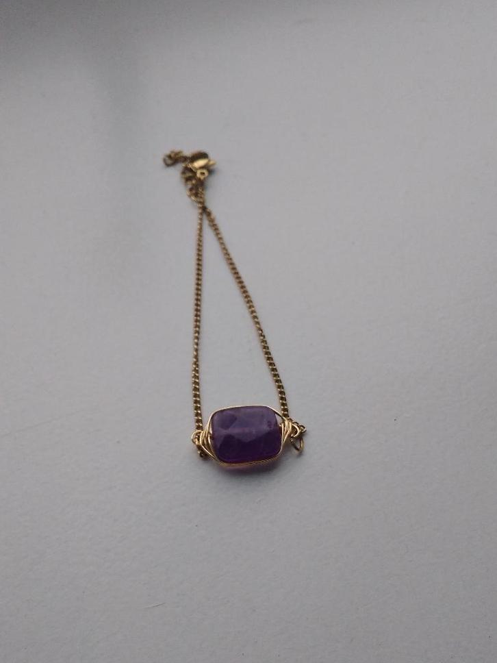 Bracelet en métal améthyste, Bijoux, Sacs & Beauté, Bracelets, Neuf, Or, Or, Avec pierre précieuse, Enlèvement ou Envoi