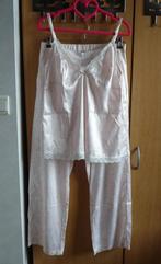 Witte roze satijnen pyjama broek top Guy de France Mt M-L, Kleding | Dames, Pyjama's, Ophalen of Verzenden, Maat 38/40 (M)