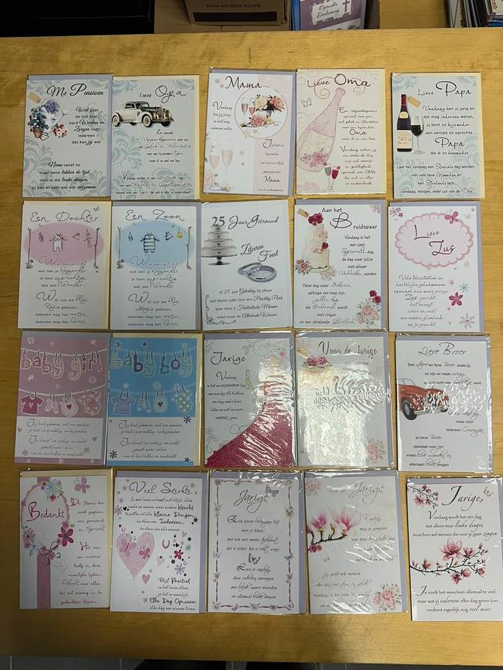 20 wenskaarten / postkaarten met tekst, gemengde set, Divers, Cartes de voeux, Enlèvement ou Envoi