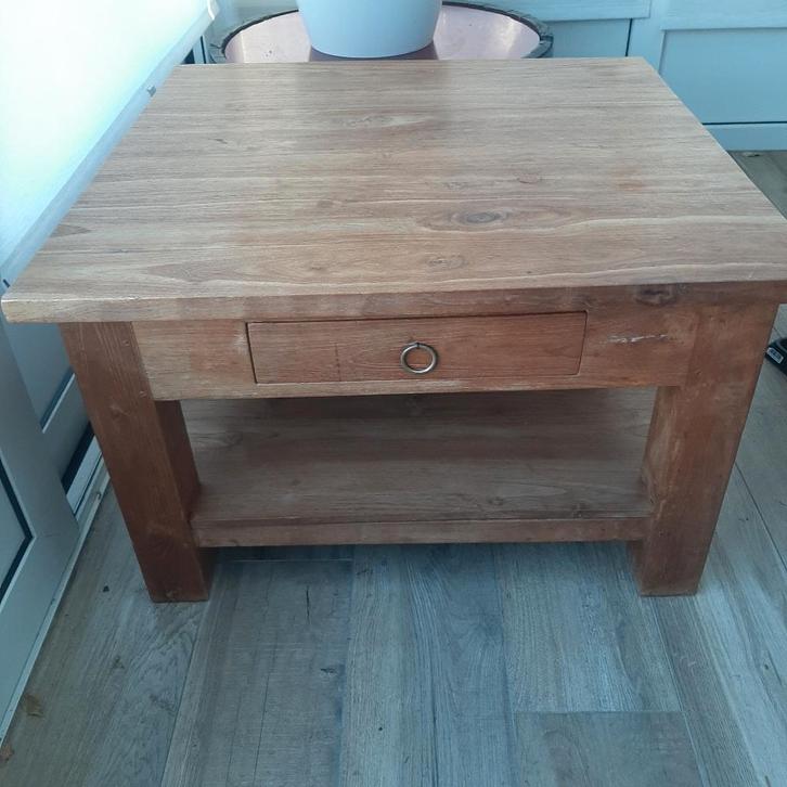 Salontafel teak, Huis en Inrichting, Tafels | Salontafels, Gebruikt, 50 tot 75 cm, 50 tot 100 cm, 50 tot 100 cm, Vierkant, Teakhout