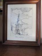 Dessin encadré clocher St Jean Namur Piefort, Antiquités & Art, Enlèvement