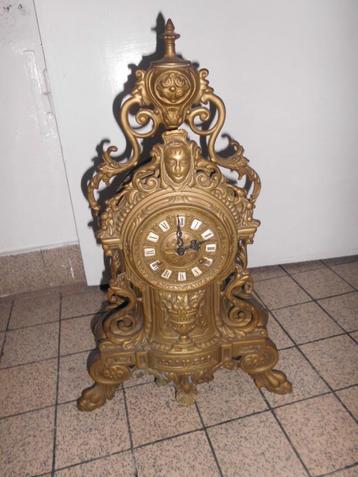 ancienne horloge de cheminee pendule en bronze sans clef, Enlèvement ou Envoi
