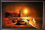 Schilderij op fluweeldoek (strand collioure Frankrijk), Antiek en Kunst, Kunst | Schilderijen | Modern, Ophalen