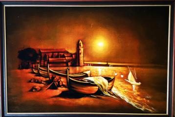 Schilderij op fluweeldoek (strand collioure Frankrijk), Ophalen