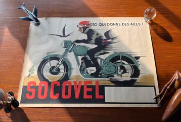Oude lithografische Socovel motoren reclameposter beschikbaar voor biedingen