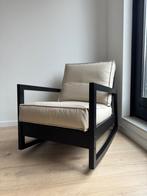 Fauteuil / schommelstoel - Zwart / Beige - Nieuwe bekleding!, Huis en Inrichting, Fauteuils, Ophalen, Hout, 75 tot 100 cm, Zo goed als nieuw