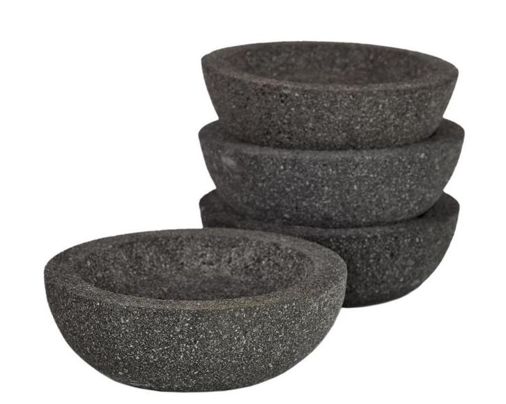 kom in lavasteen diam 14 x5cm (set van 2 ), Huis en Inrichting, Woonaccessoires | Schalen en Manden, Nieuw, Schaal, Rond, Overige materialen