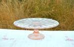 plat a tarte sur pied en verre rose, Enlèvement ou Envoi