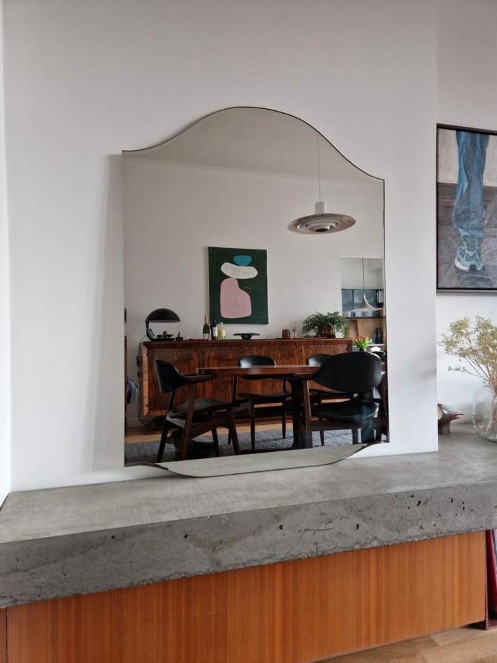 Vintage XL sixties spiegel, Maison & Meubles, Accessoires pour la Maison | Miroirs, Comme neuf, 50 à 75 cm, Moins de 100 cm, Autres formes