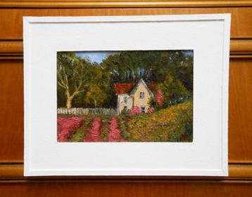 “Huis in het bos” Schilderij in lijst, Verzenden