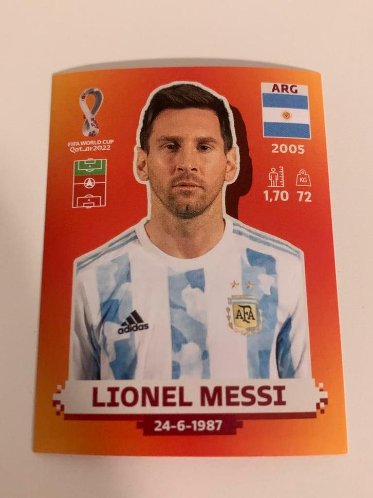 Lionel Messi Panini sticker WK 2022 ARG 19 – topstaat, Hobby en Vrije tijd, Stickers en Plaatjes, Zo goed als nieuw, Sticker, Ophalen