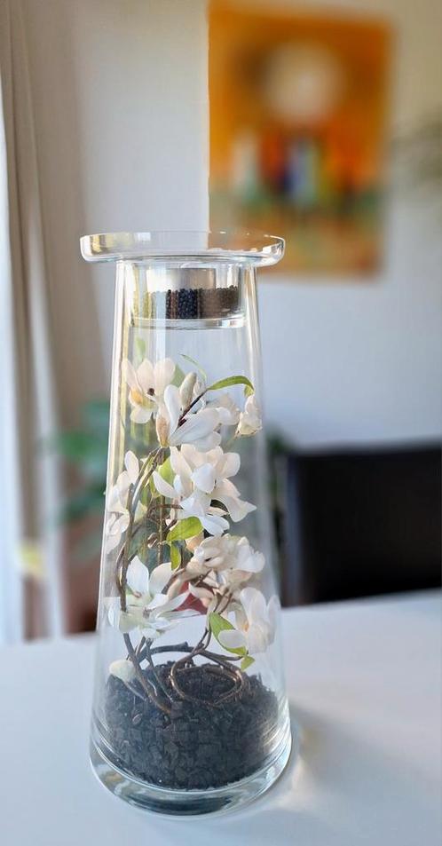 Glazen vaas met orchidee, Huis en Inrichting, Woonaccessoires | Kunstplanten en Kunstbloemen, Ophalen