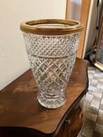Vintage zware vaas uit geslepen kristal, Antiek en Kunst, Ophalen