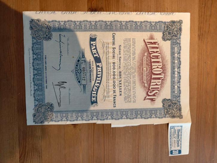 Action Electrotrust, Timbres & Monnaies, Actions & Titres, Action, Enlèvement ou Envoi