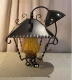 Prachtige Retro Hanglamp in Lantaarnvorm in metaal en glas, Verzamelen, Ophalen of Verzenden, Huis en Inrichting