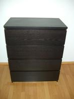 Commode IKEA MALM 4 Tiroirs Brun Noir, 3 ou 4 tiroirs, 25 à 50 cm, Comme neuf, Enlèvement