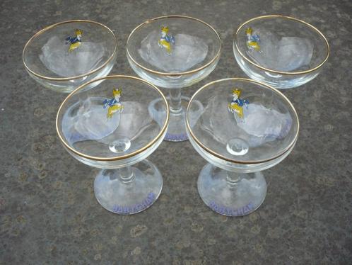 5 vintage glaasjes / coupjes babycham, Verzamelen, Glas en Drinkglazen, Gebruikt, Overige typen, Ophalen of Verzenden