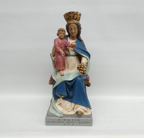 "Maria Middelares" groot neogotiek beeld, polychroom, Antiek en Kunst, Antiek | Religieuze voorwerpen, Ophalen