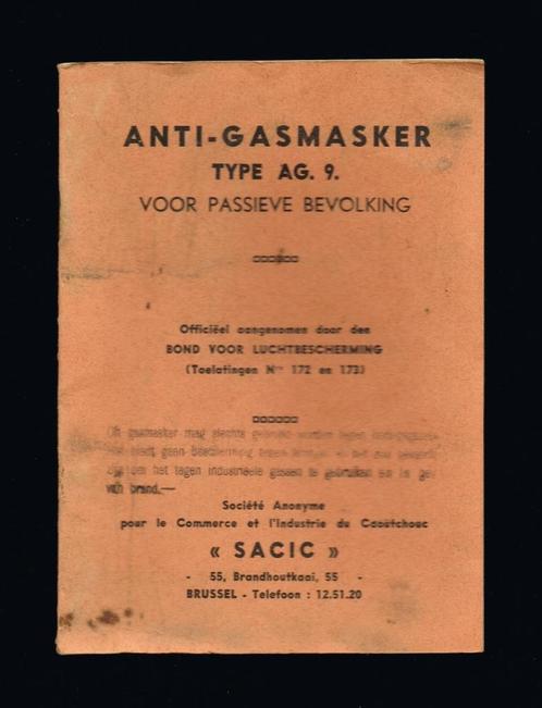 Belgisch gasmasker AG 9, handleiding (ca. 1939), Verzamelen, Militaria | Tweede Wereldoorlog, Verzenden