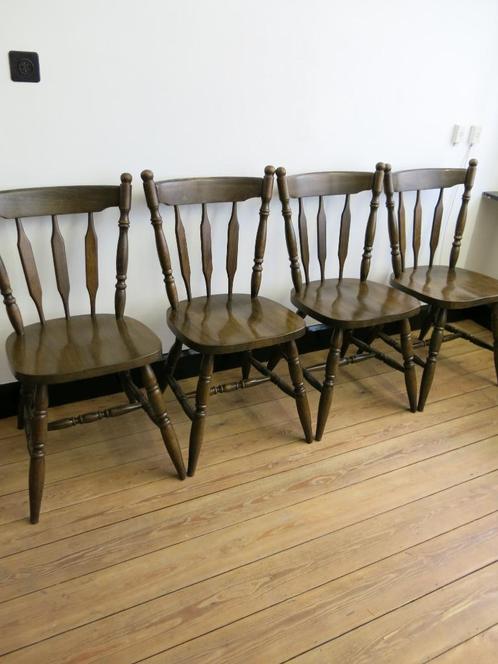 Suite de quatre chaises de bistrot en bois, Maison & Meubles, Chaises, Comme neuf, Quatre, Bois, Brun, Enlèvement