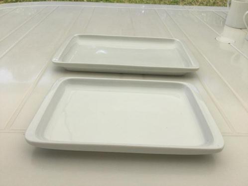 Set van 2 Witte Porseleinen Rechthoekige Schalen  1€/set, Antiek en Kunst, Antiek | Schalen, Ophalen